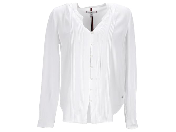 Tommy Hilfiger Womens Viscose Twill Regular Fit Blouse White Cellulose fibre  ref.1213718