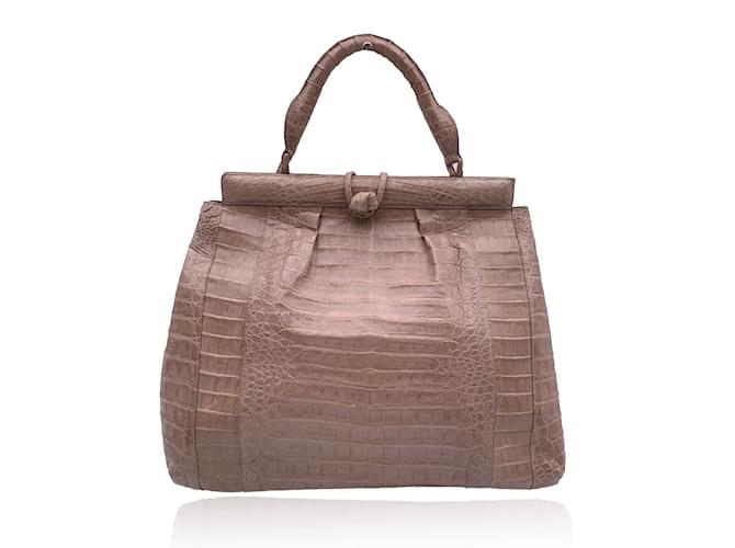 Autre Marque Taupe Beige Leather Satchel Handbag Top Handle Bag  ref.1213739