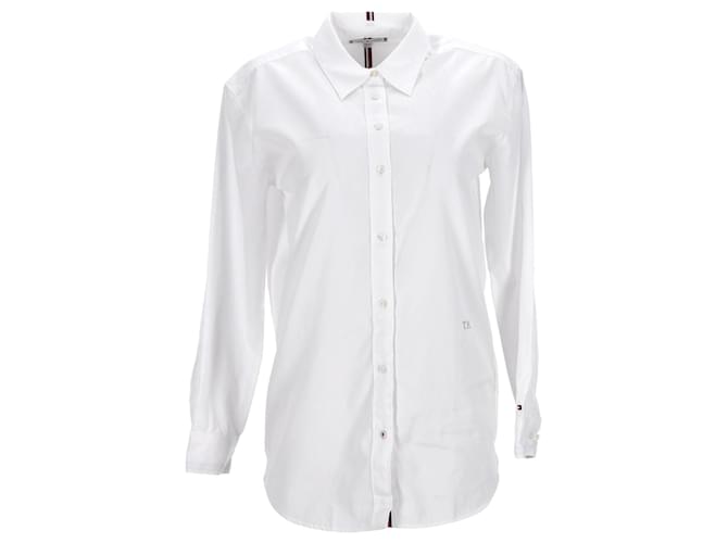 Tommy Hilfiger Essential Boyfriend-Shirt für Damen Weiß Baumwolle  ref.1213748