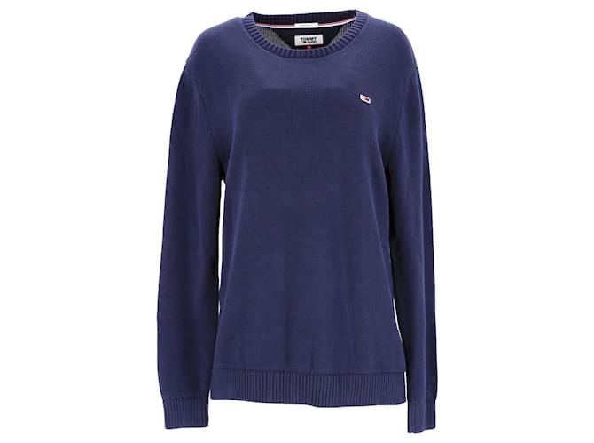 Tommy Hilfiger Tommy Hilifger Mens Tommy Classics Knitted Jumper in Navy Blue Cotton  ref.1213754
