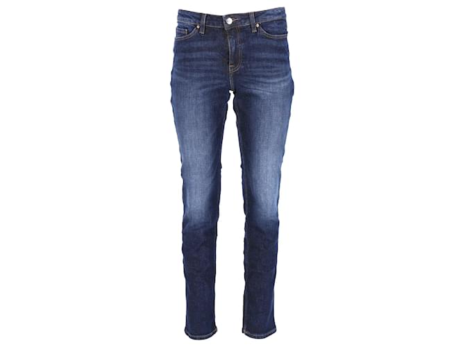 Tommy Hilfiger Jeans feminino Rome Heritage com ajuste reto e desbotado Azul Algodão  ref.1213757