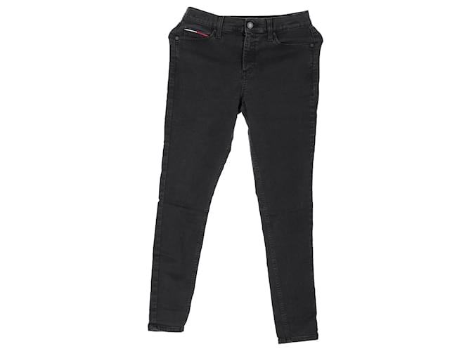 Tommy Hilfiger Calça jeans feminina skinny com cintura média e stretch Preto Algodão  ref.1213759