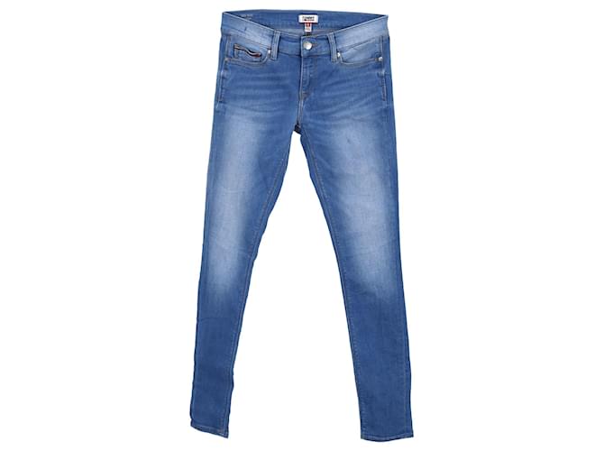 Jeans elasticizzati a vita media sbiaditi da donna Tommy Hilfiger in cotone blu  ref.1213762