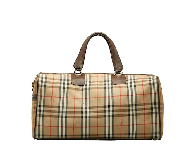 Burberry Haymarket Check Travel Bag Brown Cloth  ref.1213777