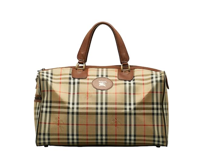 Burberry Horseferry Check Small Duffle Bag Brown Cloth  ref.1213792