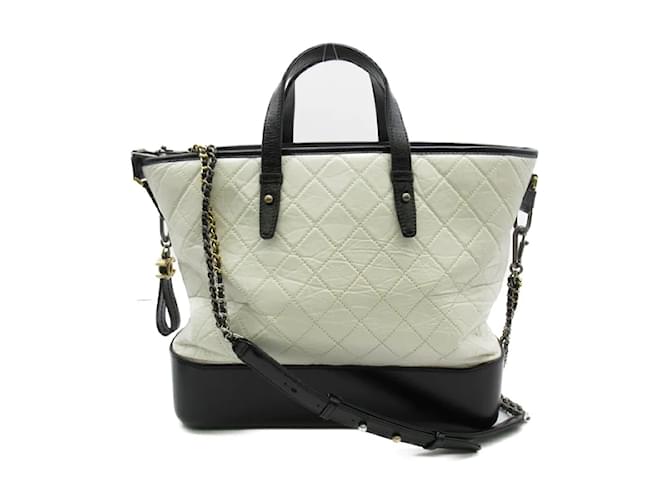 Chanel Gabrielle Einkaufstasche A91876 Weiß Leder  ref.1213803