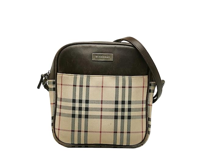 Burberry Sac bandoulière à carreaux vintage Toile Marron  ref.1213833