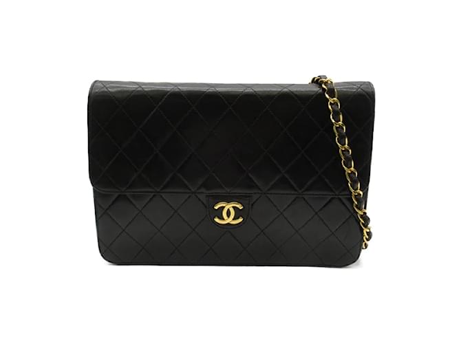 Chanel CC Matelasse Flap Chain Shoulder Bag Black Leather Lambskin  ref.1213885