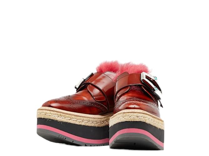 Prada Espadrille Fur Shoes Brown Leather Pony-style calfskin  ref.1213917