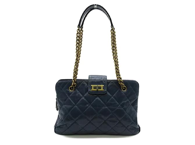 Chanel Crinkled Calfskin Reissue Tote Bag A66817 Blue Leather  ref.1213933