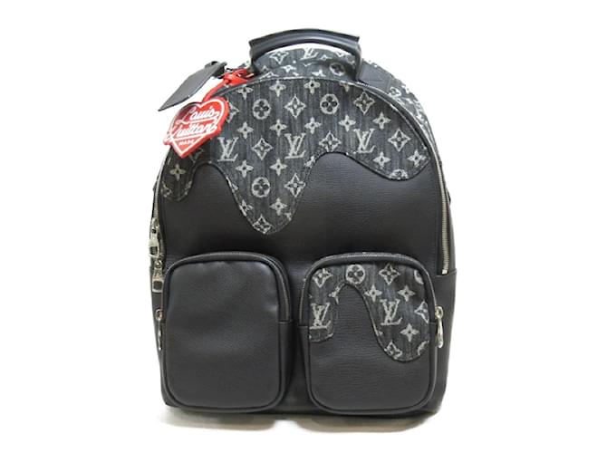 Louis Vuitton LV x Nigo Leather Monogram Denim Multipocket Backpack M45973 Black  ref.1213935