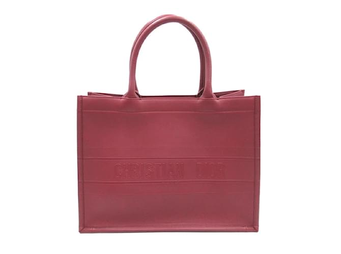 Dior Logo-Buch-Einkaufstasche Pink Leder Kalbähnliches Kalb  ref.1213937