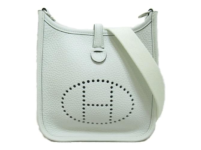Hermès Clemence Evelyne TPM 16 White Leather Pony-style calfskin  ref.1213939