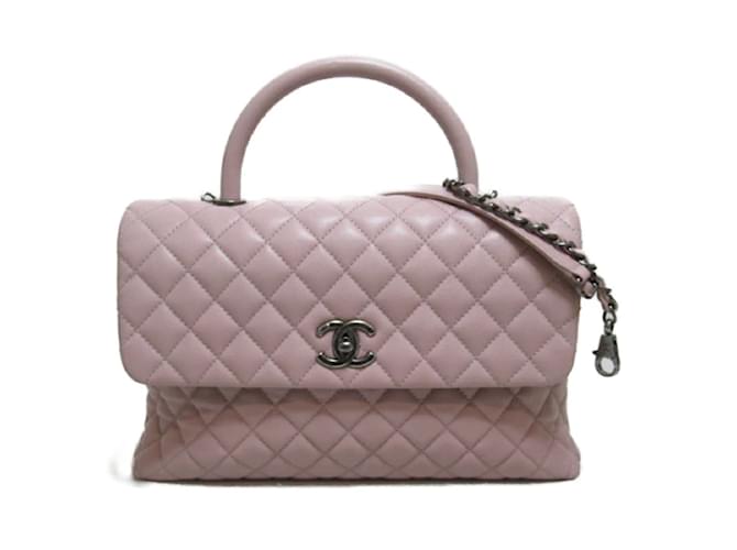 Coco Handle Chanel Mittelgroße Tasche mit Kaviar-Coco-Griff Pink Leder  ref.1213943