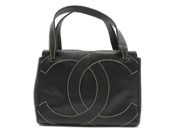 Chanel Wild Stitch CC Caviar Handbag Black Leather  ref.1213947