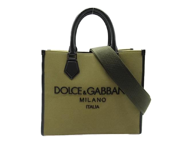 Dolce & Gabbana Edge Einkaufstasche Canvas Tragetasche BM2012 In sehr gutem Zustand Grün Leinwand  ref.1213954