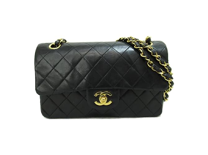 Chanel  Small Classic Double Flap Bag  Leather Crossbody Bag in Fair condition Black  ref.1213983