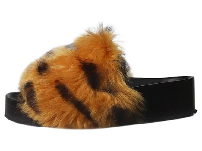 Céline Orange leopard print sandals - size EU 37  ref.1214009