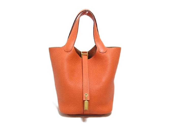 Hermès Clemence Picotin Lock 18 Orange Leder  ref.1214027