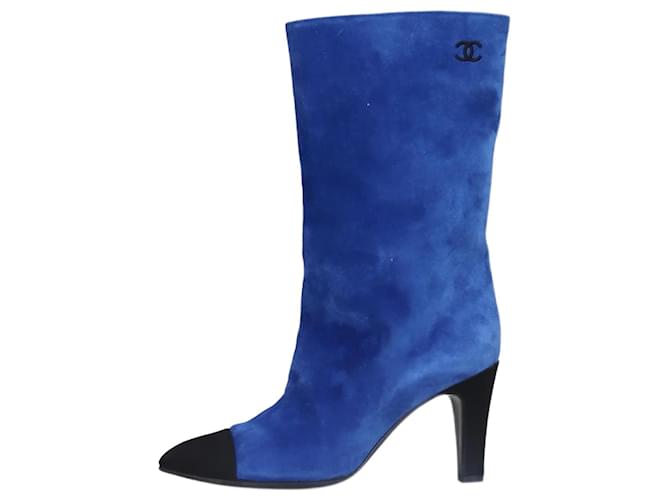 Gabrielle Chanel Blaue Wildlederstiefel mit spitzer Zehenpartie – Größe EU 36.5  ref.1214038