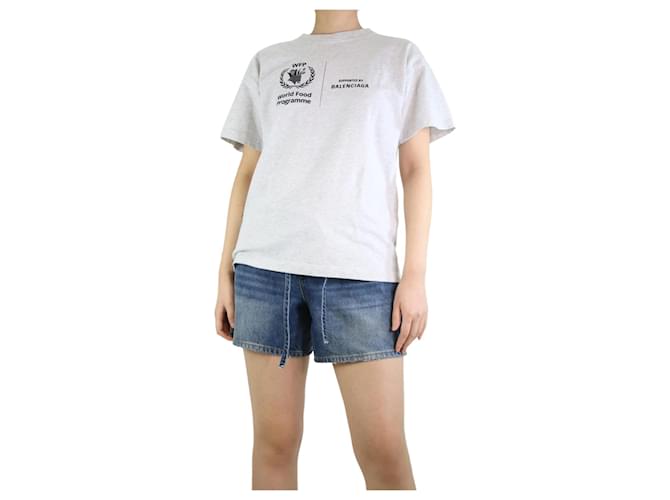 Balenciaga Graues T-Shirt mit Grafikdruck – Größe S Baumwolle  ref.1214047