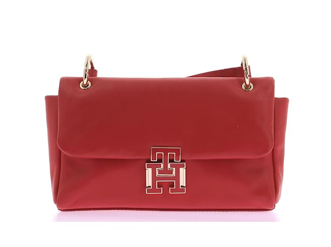 TOMMY HILFIGER Borse T.  Leather Rosso Pelle  ref.1214061