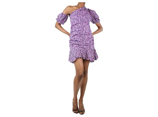 Isabel Marant Etoile Purple one-shoulder floral ruched dress - size UK 8 Cotton  ref.1214126