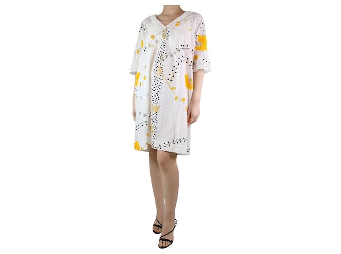Autre Marque Weißes Kleid mit Spitzenbesatz – Größe S/M Baumwolle  ref.1214128