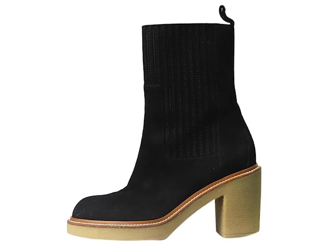 Hermès Black suede boots - size EU 37  ref.1214138