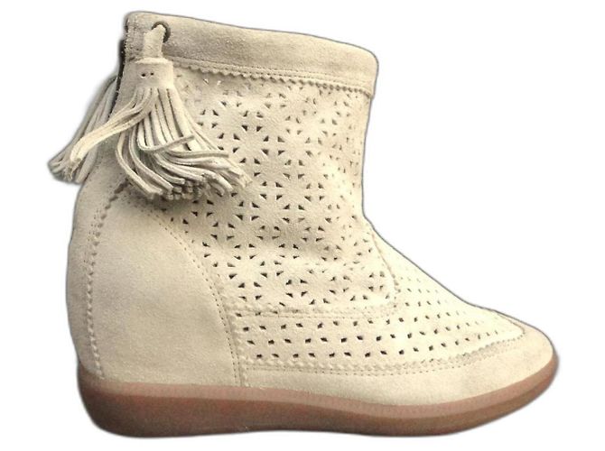 Isabel Marant Basley Stiefeletten Wildleder Eggshell Aus weiß