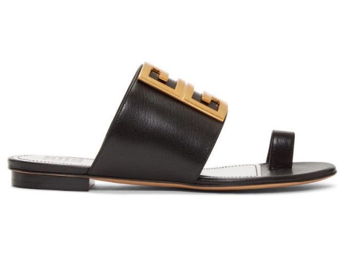 Sandali Givenchy in pelle martellata nera Nero