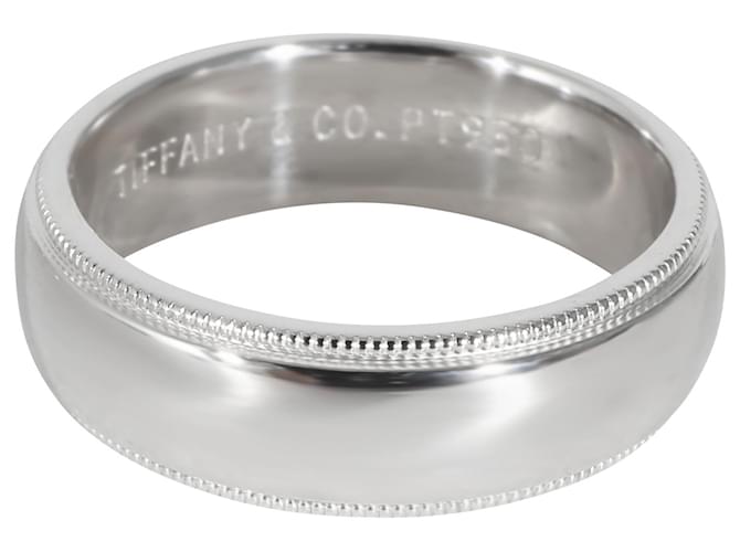 TIFFANY & CO. Banda Tiffany Together Classic Milgrain em Platina Prata Metálico Metal  ref.1214240