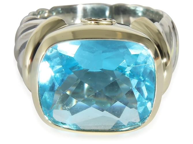 David Yurman Noblesse Blautopas-Ring aus Gelbgold/Sterlingsilber Metallisch Metall  ref.1214279