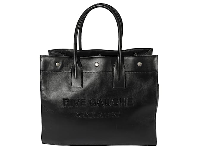 Petit sac cabas Rive Gauche en cuir noir Saint Laurent  ref.1214291