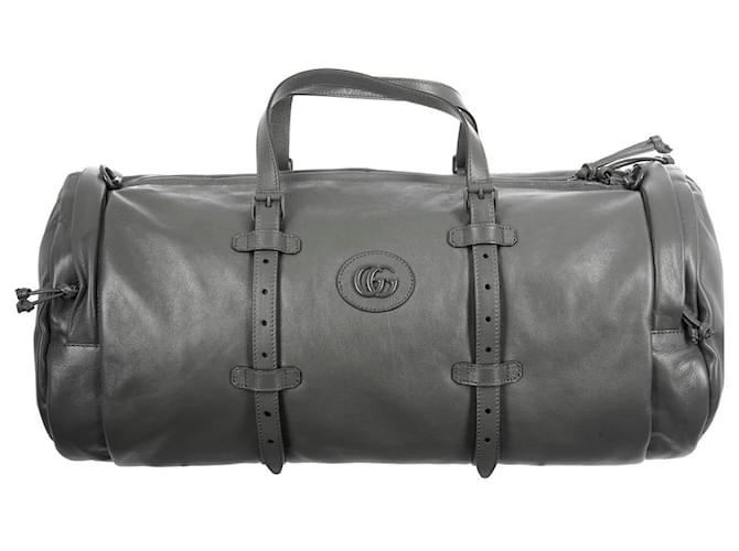 Bolsa de viaje grande con GG y forro tonal de cuero gris de Gucci  ref.1214317