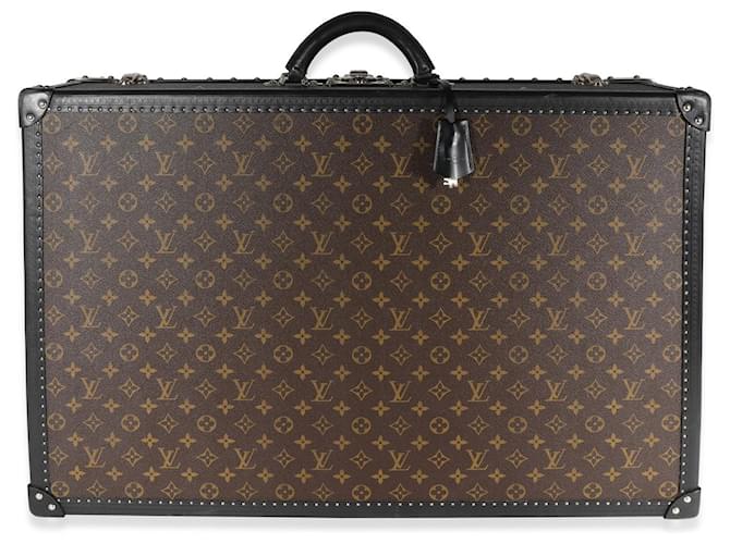 Louis Vuitton Monogram Macassar & Black Leather Alzer Trunk 70 Brown Cloth  ref.1214328