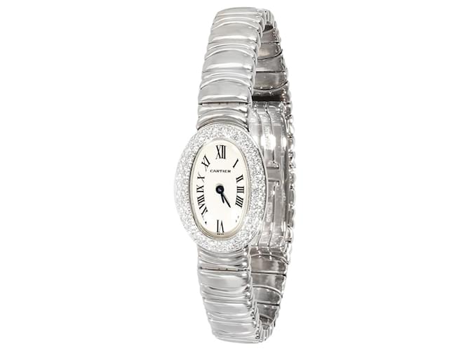 Cartier Baignoire WB5095eu2 relógio feminino 18ouro branco kt Prata Metálico Metal  ref.1214338