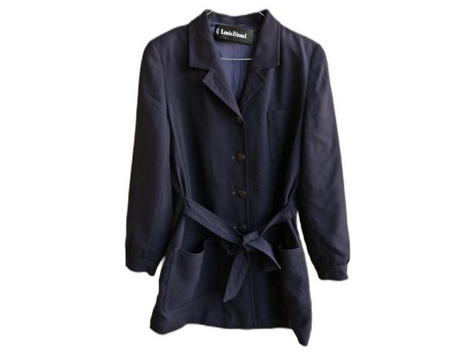 Louis Féraud Navy Blue Wool Belted Jacket