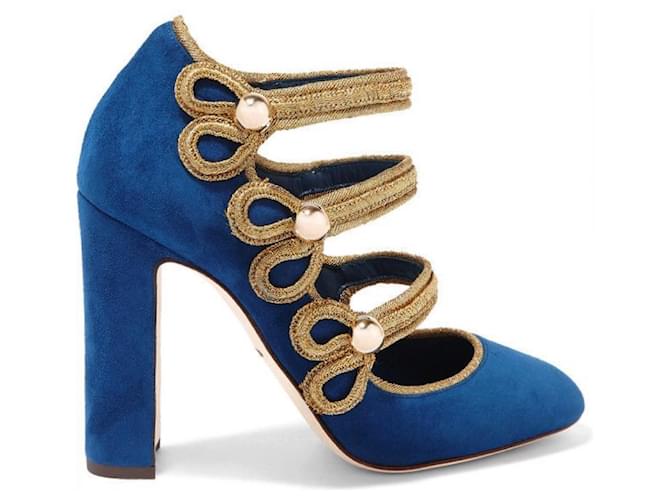 Dolce & Gabbana Tacones Azul oscuro Gamuza  ref.1214375