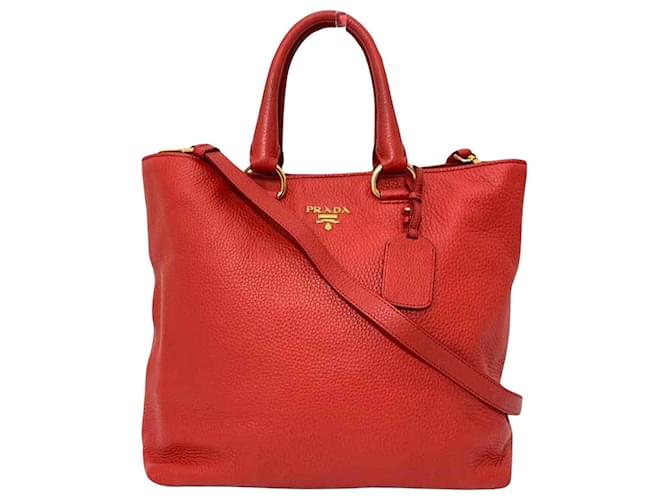 Prada Vitello Vermelho Couro  ref.1214419