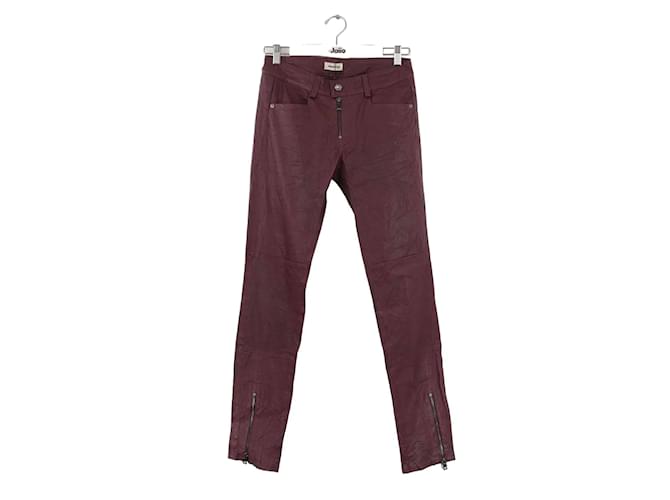 Zadig & Voltaire Slim leather pants Dark red  ref.1214544