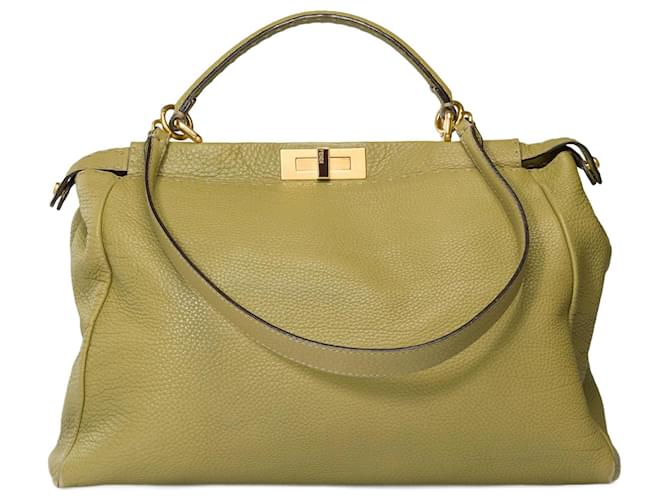 FENDI Peekaboo X-Lite Bag in Green Leather - 101715  ref.1214565