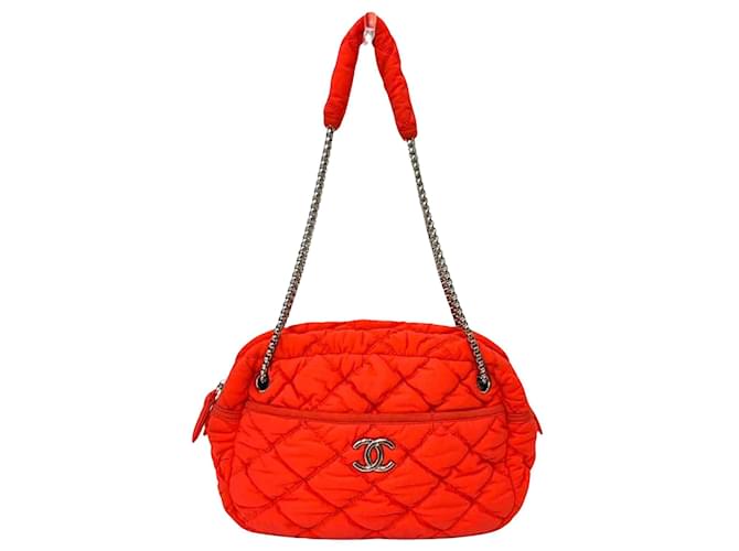 Timeless Chanel Bubble Quilt Orange Synthetic  ref.1214655