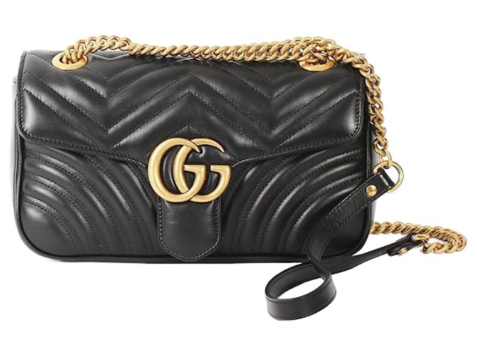 GUCCI Marmont small bag Black Fur  ref.1214726