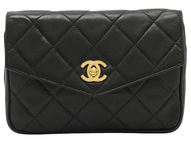 Chanel Matelassé Black Leather  ref.1214884
