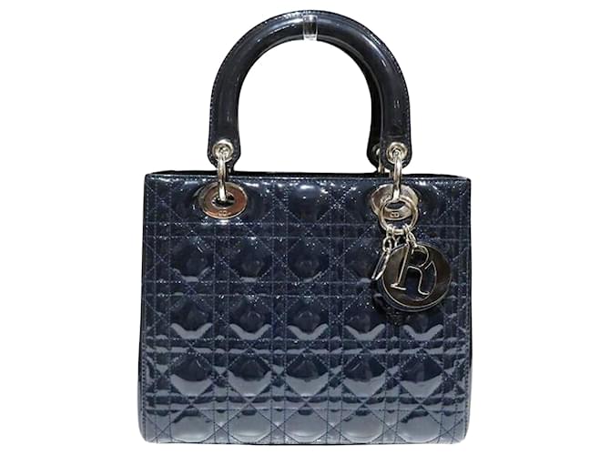 Dior Lady Dior Navy blue Patent leather  ref.1214907