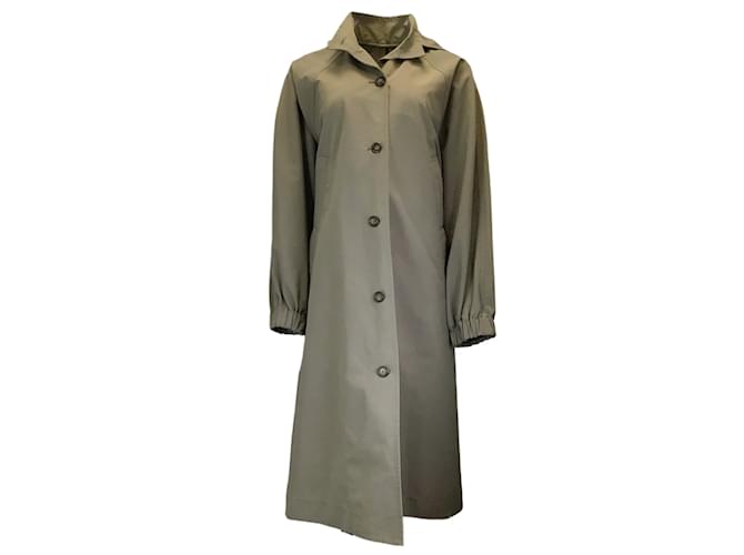 Autre Marque Deveaux Olive Green Hooded Mid-Length Trench Coat Synthetic  ref.1214979