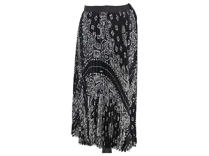 Sacai Black Print Bandana Pleated Midi Skirt Synthetic  ref.1214988