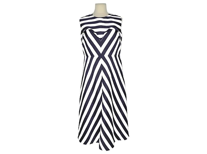 Autre Marque Dark blue/White Stripe Midi Dress Cotton  ref.1215002