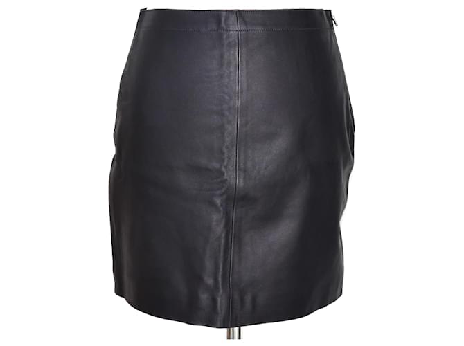 Sandro Black Midi Skirt Leather  ref.1215054